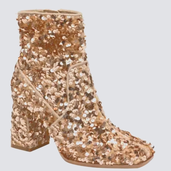 Lisa Vicky Crazed Sequins Champagne  Boot ...Size 10M - Picture 1 of 12